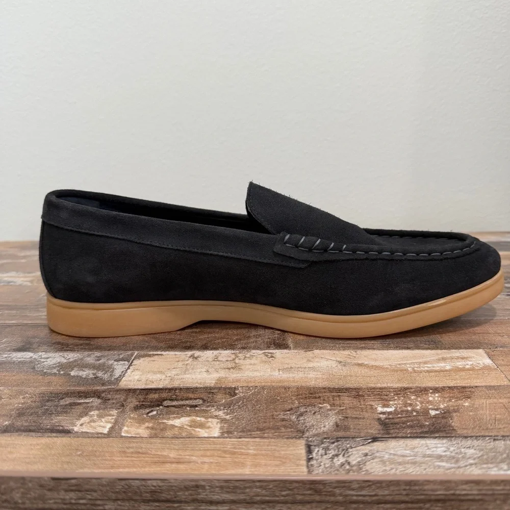 Charles Tyrwhitt Men's Navy Blue Suede Slip On Casual Dress Loafers Gum Sole (11 - Picture 4 of 12